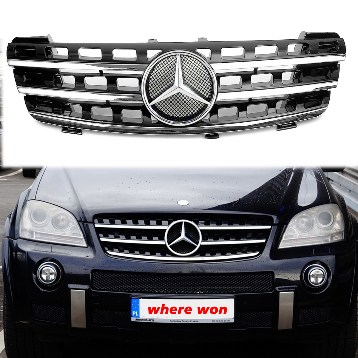 ]For Mercedes Benz W164 ML320 ML350 ML550 Grill 2005-2008 Front Grille W/Emblem
