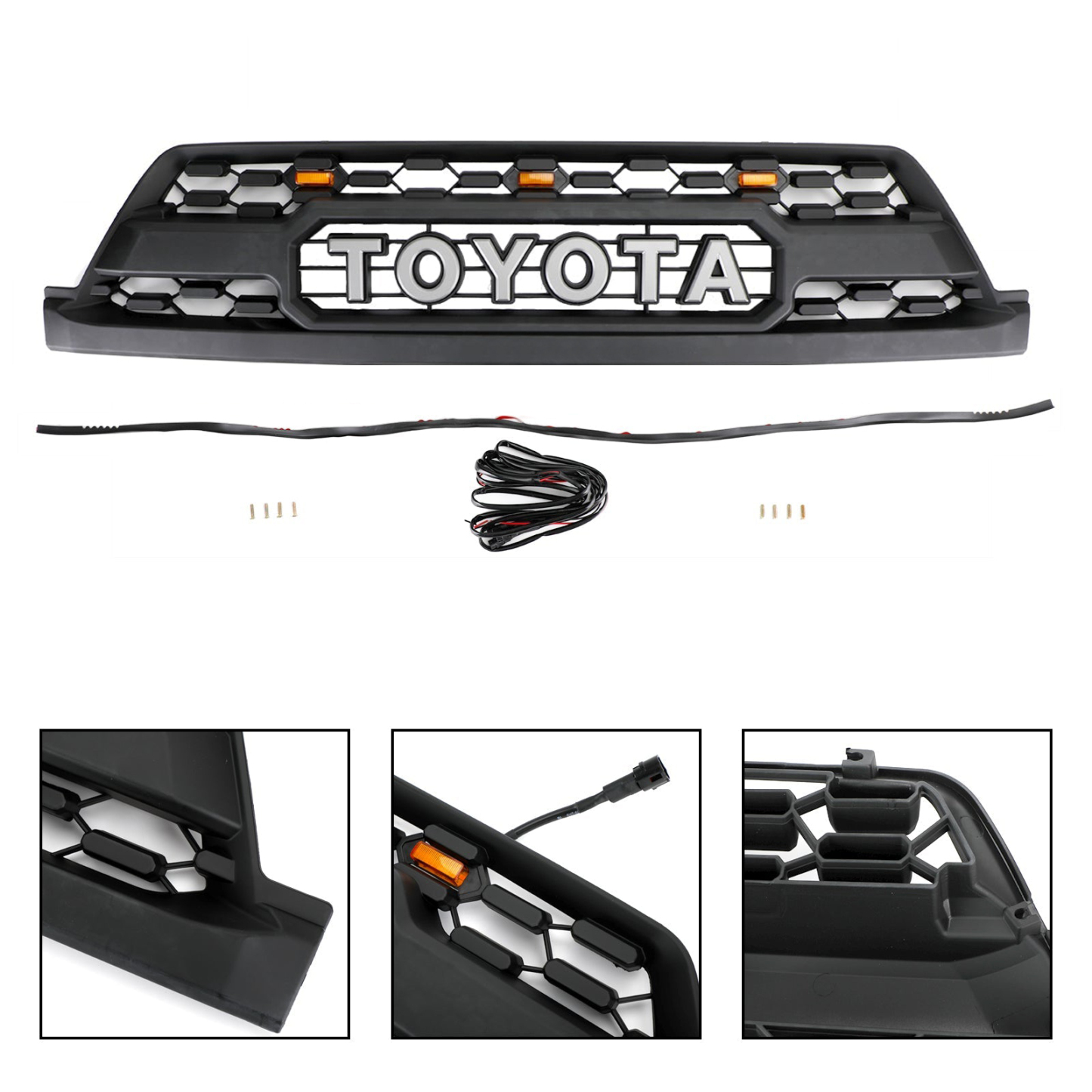 Black Front Grille For Toyota 4Runner 2003-2005 Grill w/Light w/Letter