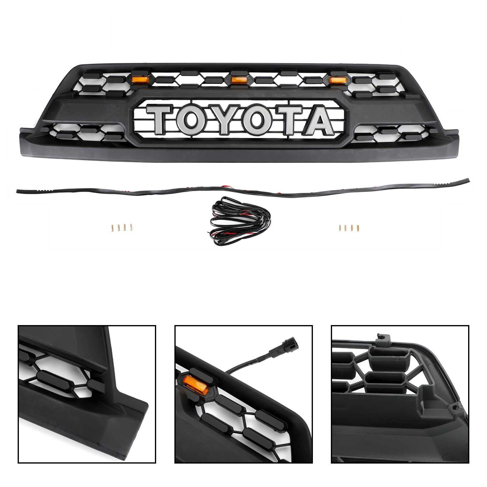 Black Front Grille For Toyota 4Runner 2003-2005 Grill w/Light w/Letter