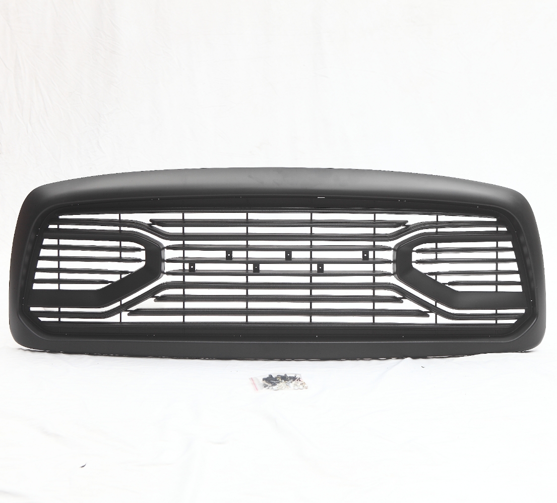 Front Grille For 2002-2005 Dodge RAM 1500 Big Horn Style Grill w/ Letters Matte Black