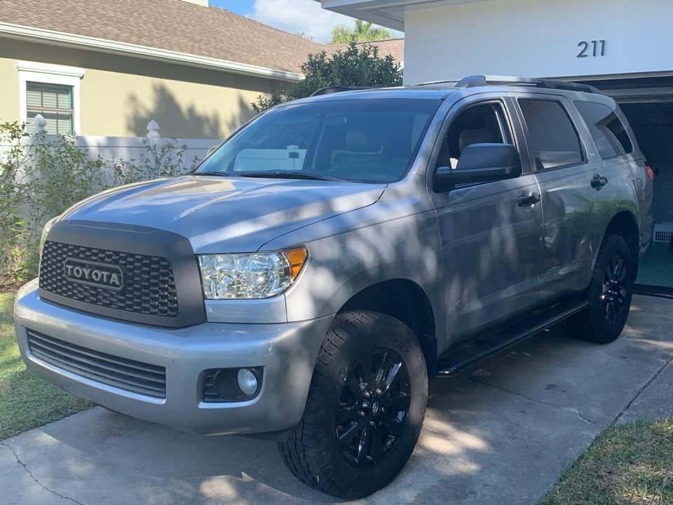For 2010-2018 Toyota Sequoia Grille Matte Black Front Grill W/ Letters 