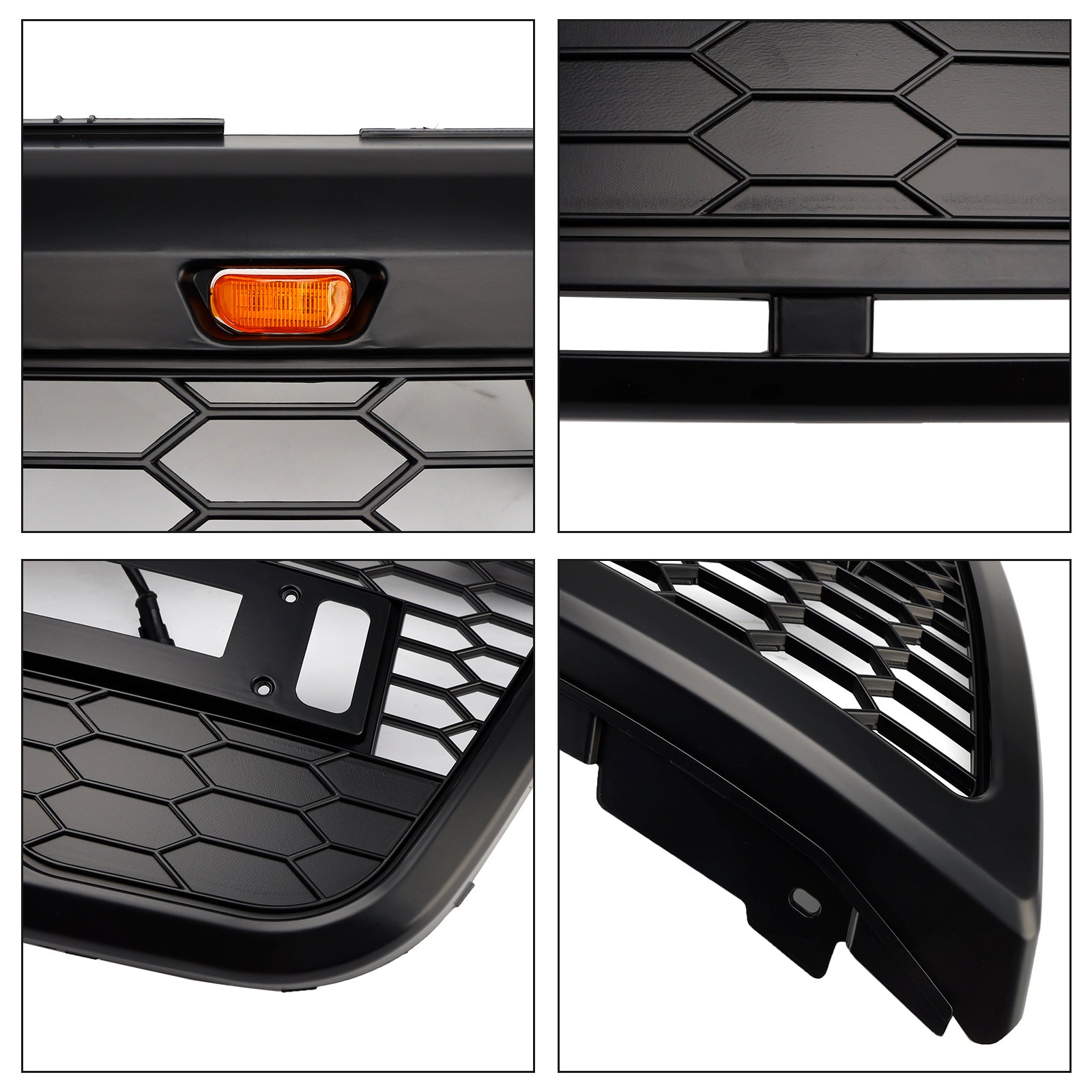 Front Bumper Grill For Ford Explorer 2011-2015 Grille W/ Letters & LED Lights Matte Black