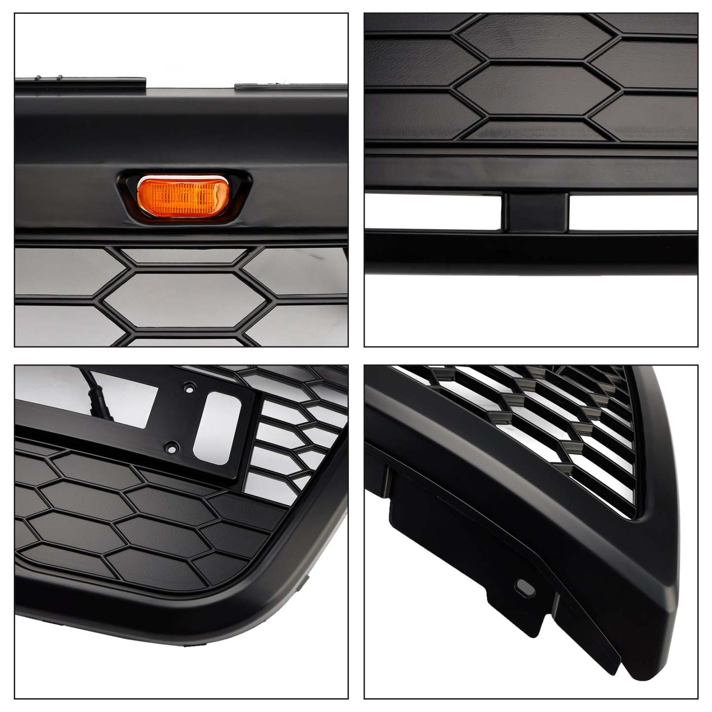 Front Bumper Grill For Ford Explorer 2011-2015 Grille W/ Letters & LED Lights Matte Black