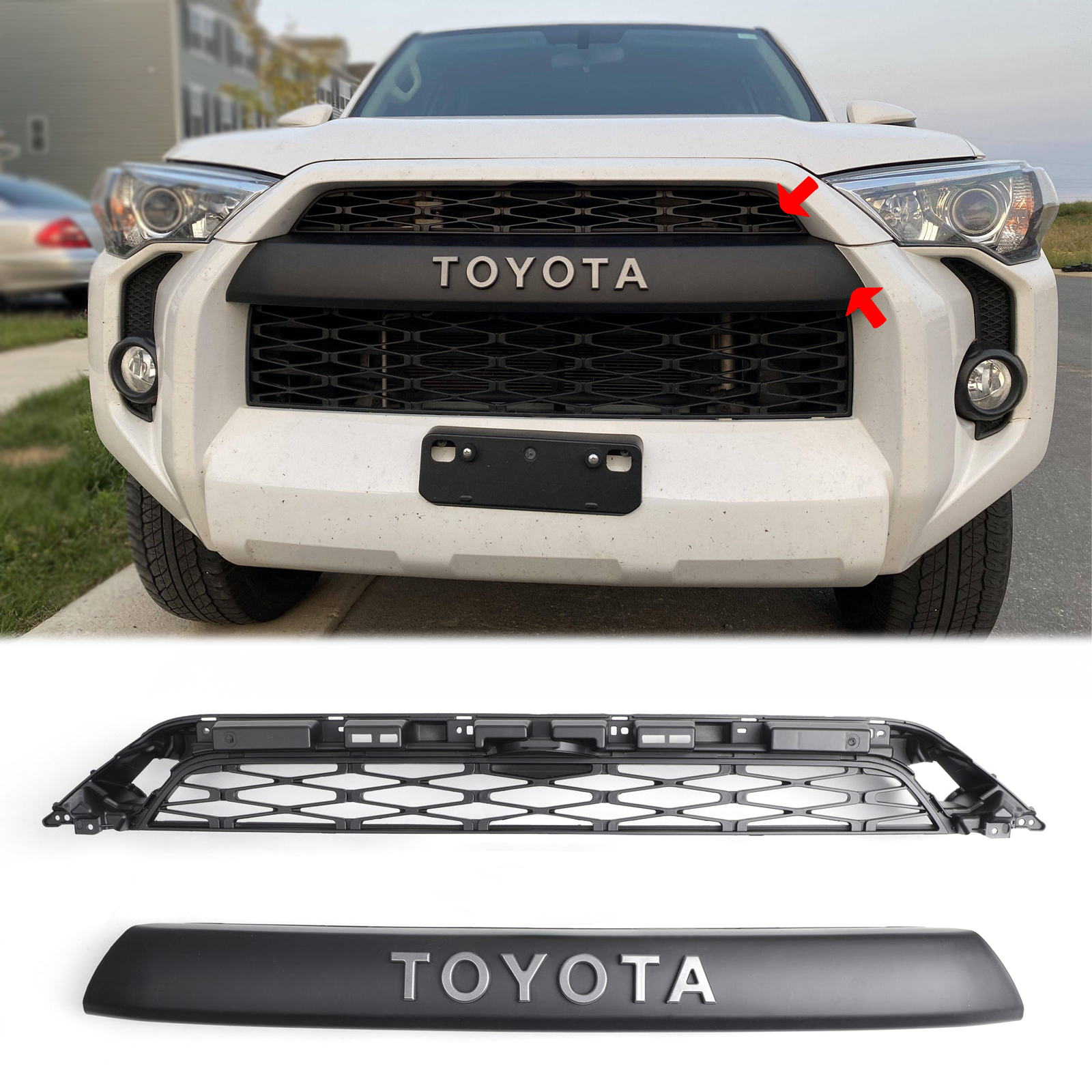 For 2014-2019 Toyota 4Runner TRD Pro Style Grille Matte Black Front Grill W/ Letters