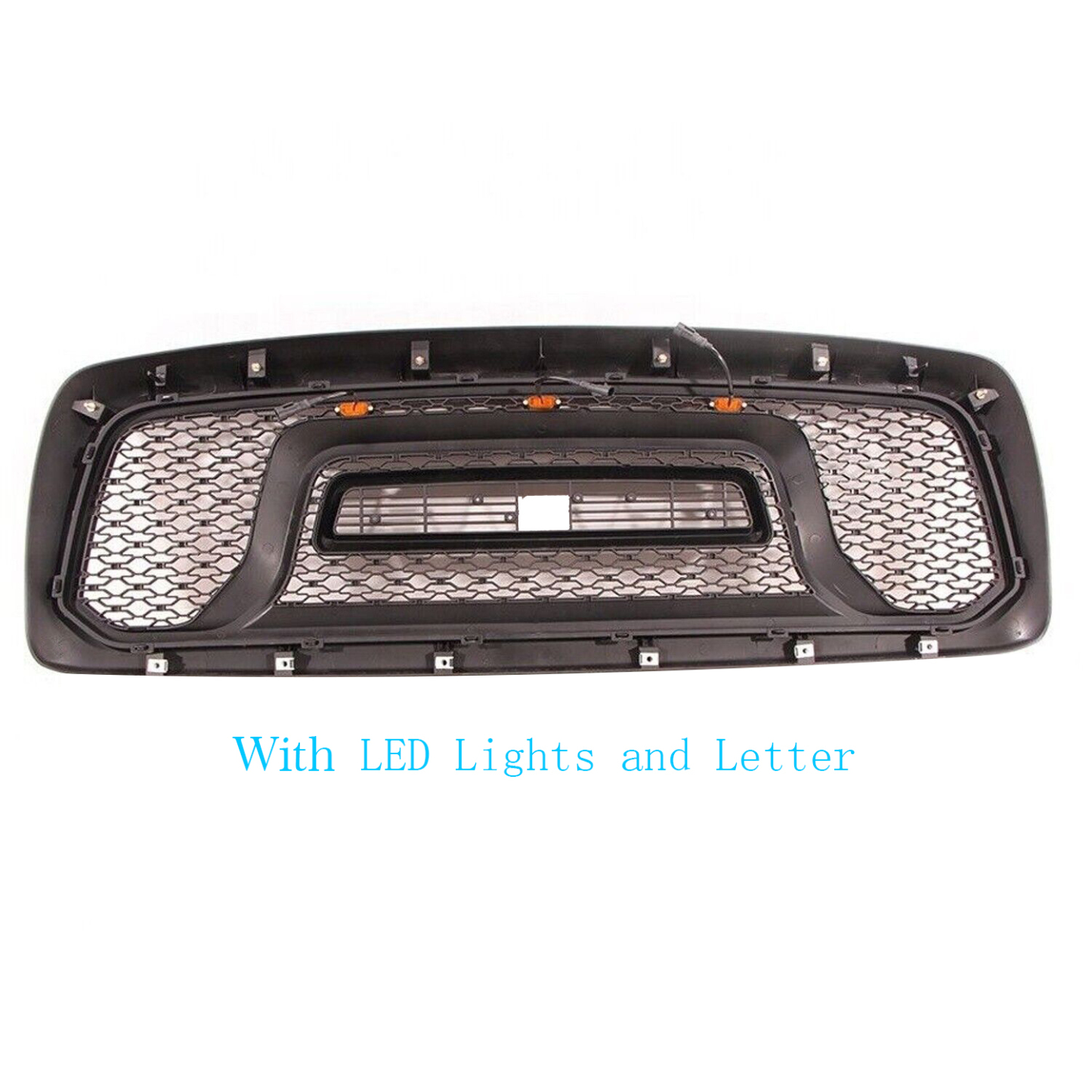 For 2002-2005 Dodge RAM 1500 Rebel Style Front Grille Black w/ Letters