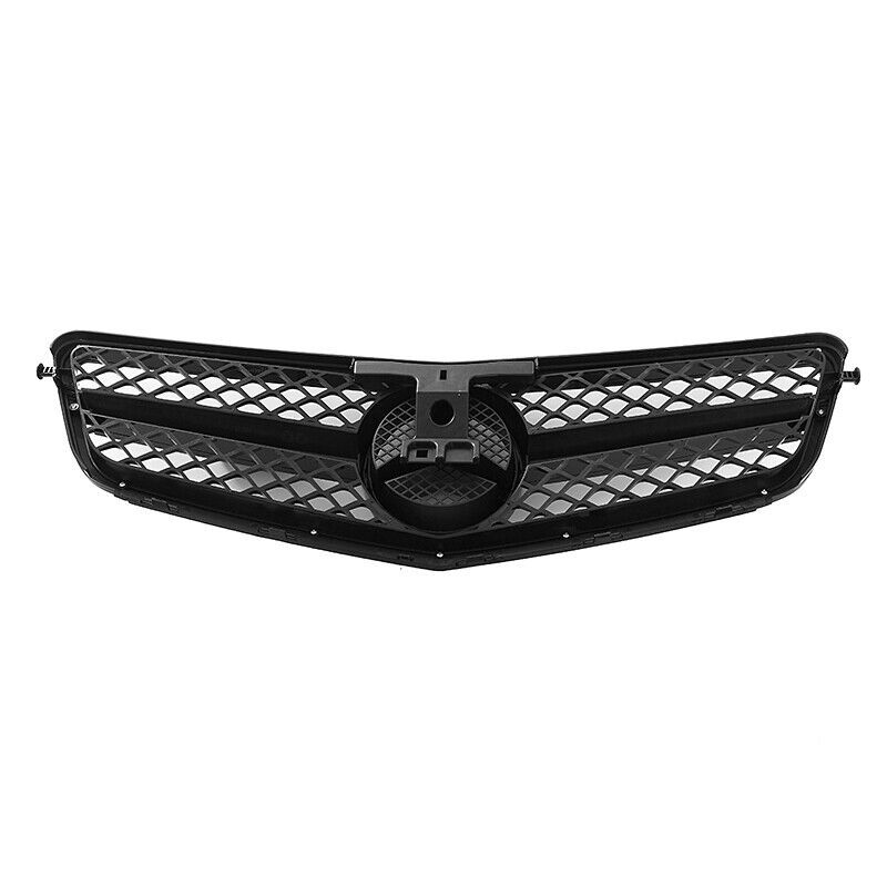 Gloss Black Grill Front Grille w/Emblem For Mercedes Benz W204 C250 C350 2008-2013