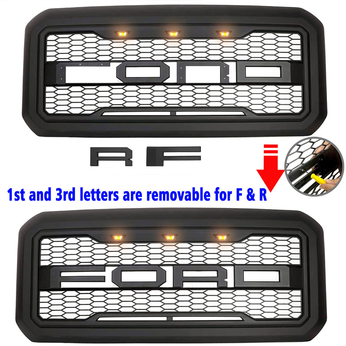 For 2011-2016 Ford F250 F350 F450 F550 Super Duty Grill Raptor Style Front Grille Matte Black