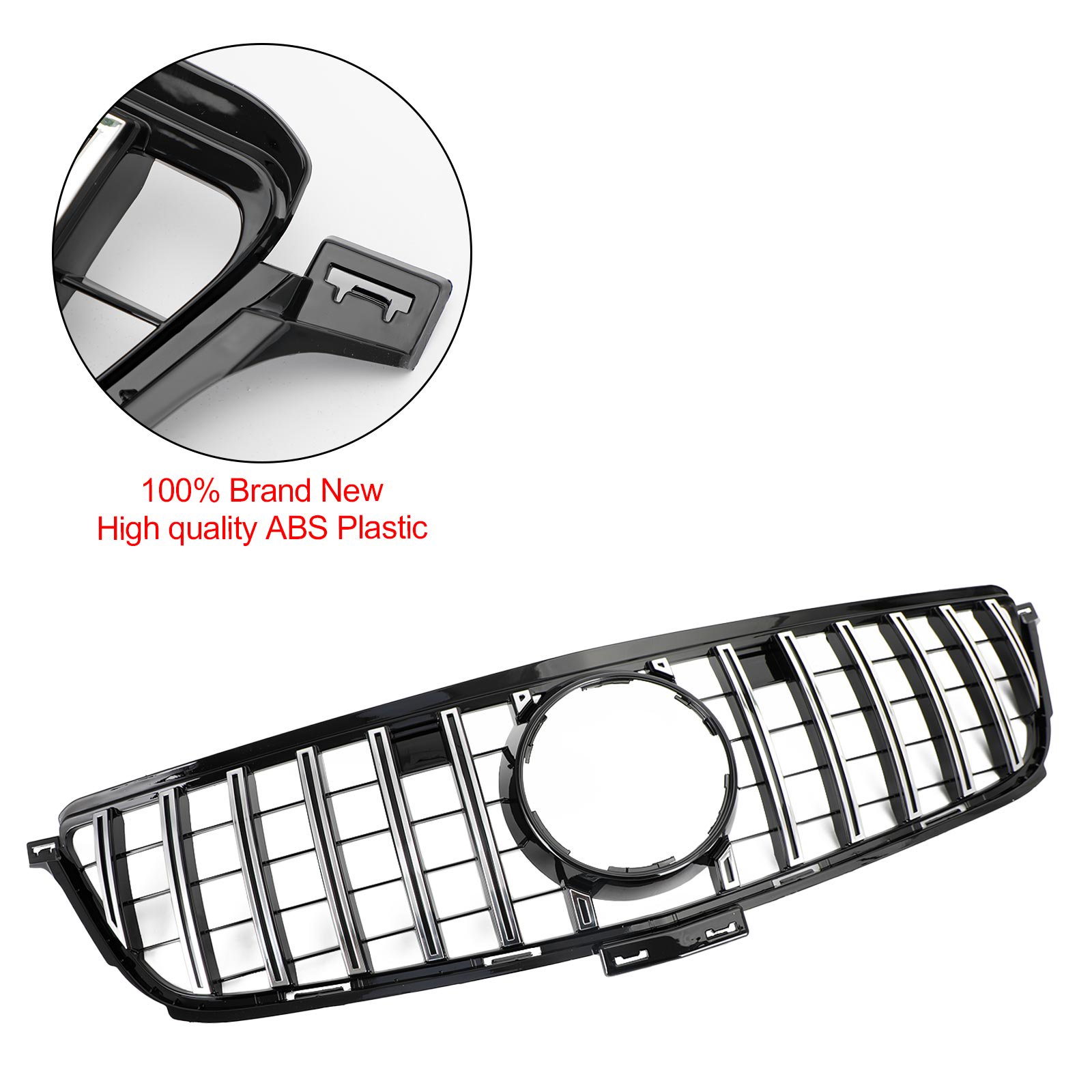 GT Style Front Grille Chrome Black For Mercedes Benz W166 2012-2015 ML350 ML400 ML550 AMG