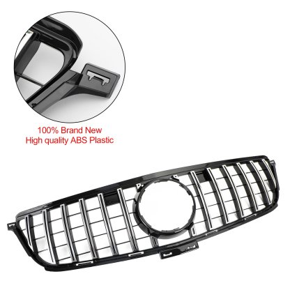 GT Style Front Grille Chrome Black For Mercedes Benz W166 2012-2015 ML350 ML400 ML550 AMG