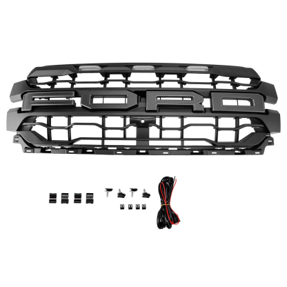 For 2024-2025 Ford F150 Grill Upgrade Raptor Style Front Grille With LED Light & Letter