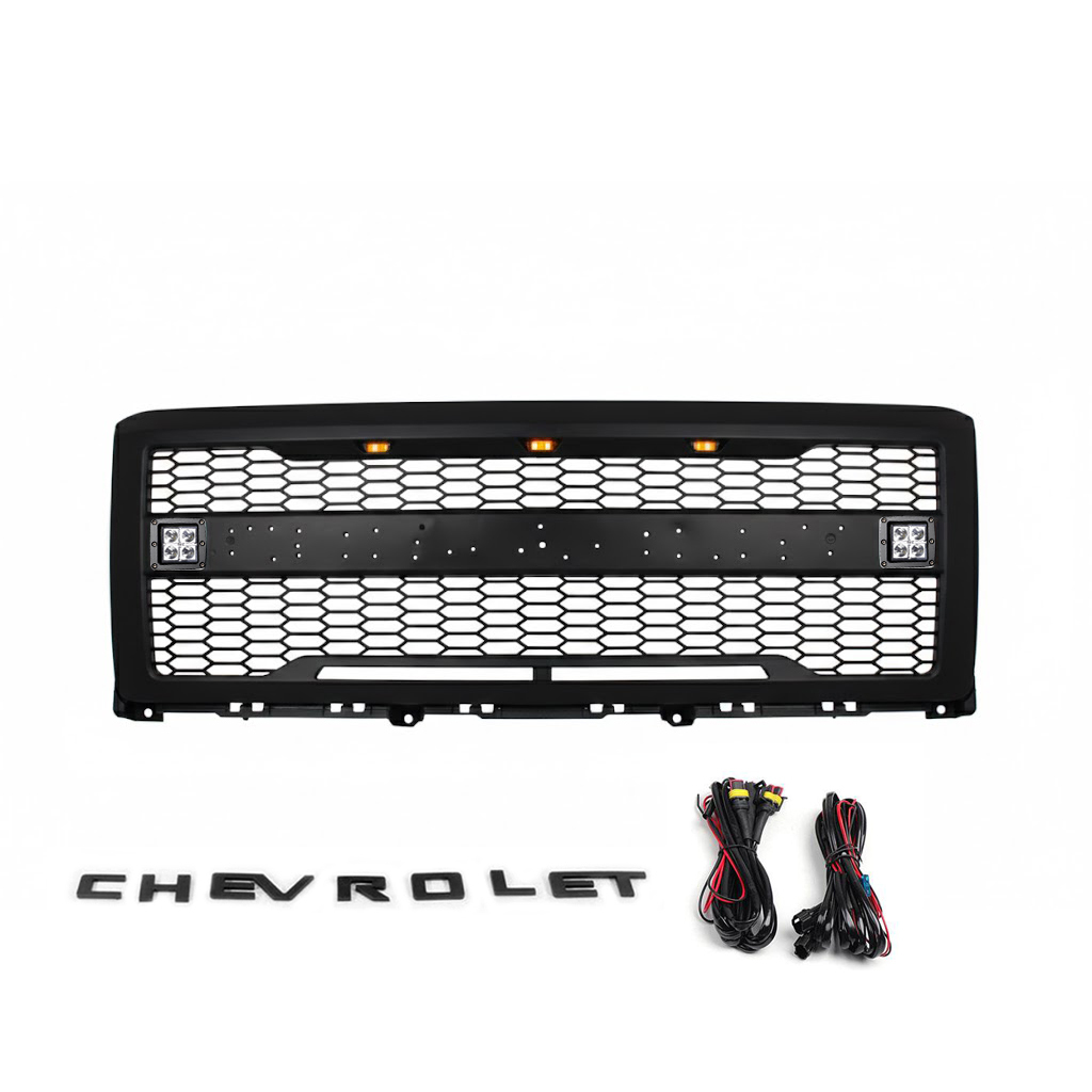 Grille For 2014-2015 Chevrolet Silverado 1500 Front Grill With Letter Matte Black
