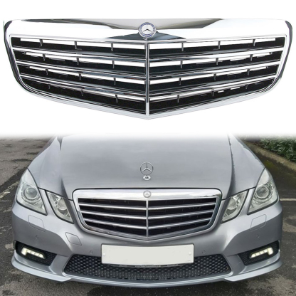AMG Style Grill For 2010-2013 Mercedes Benz W212 E-Class E550 E350 E63 Grille With Emblem Chrome 