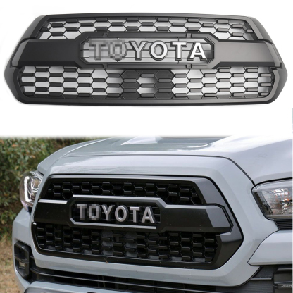 For 2016-2022 Tacoma TRD Pro Front Grille Bumper Hood Matte Black Grill W/Letter