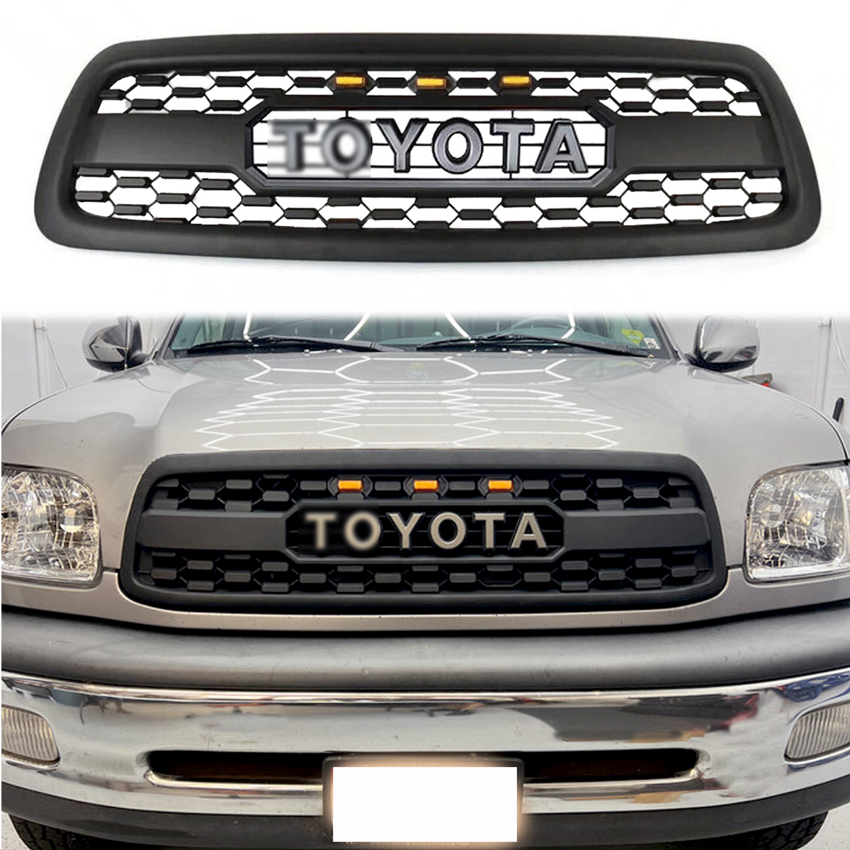 Front Grill For 2000-2002 Toyota Tundra Grille With Led Lights w/ Letter