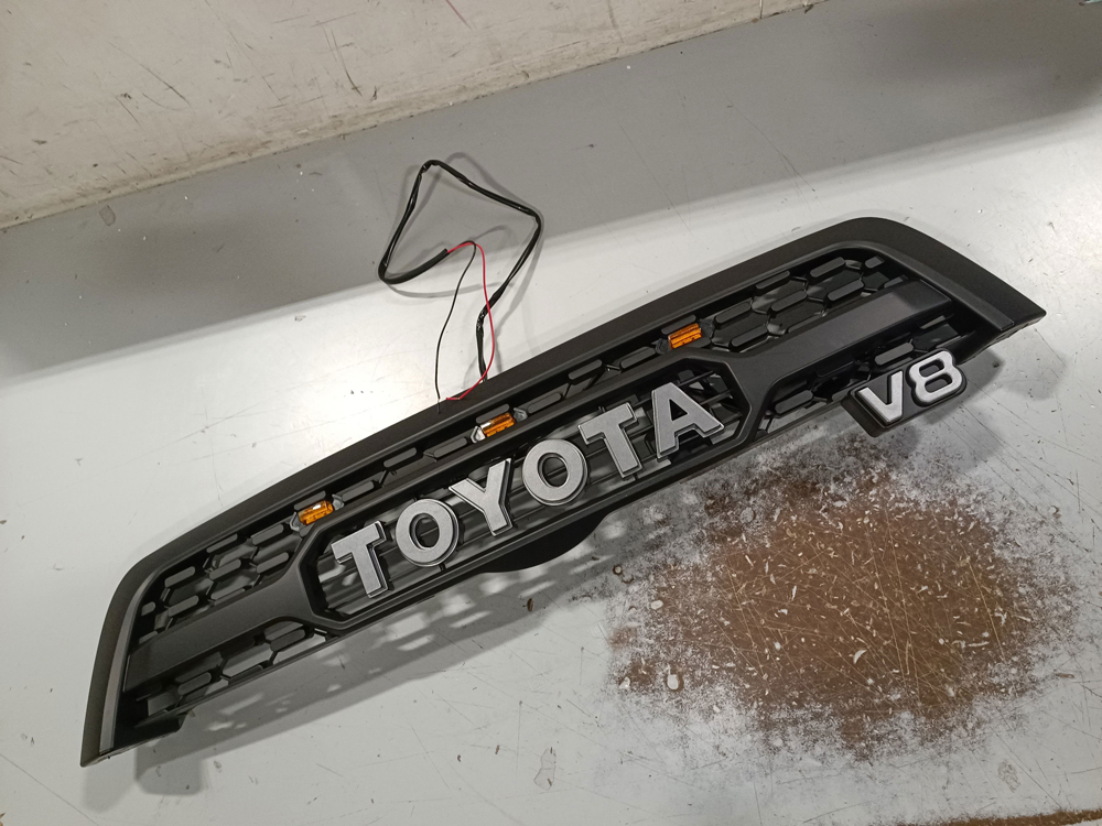 For 2005 2006 2007 Toyota Sequoia Front Grill Grille Matte Black Mesh With Letters & LED Lights