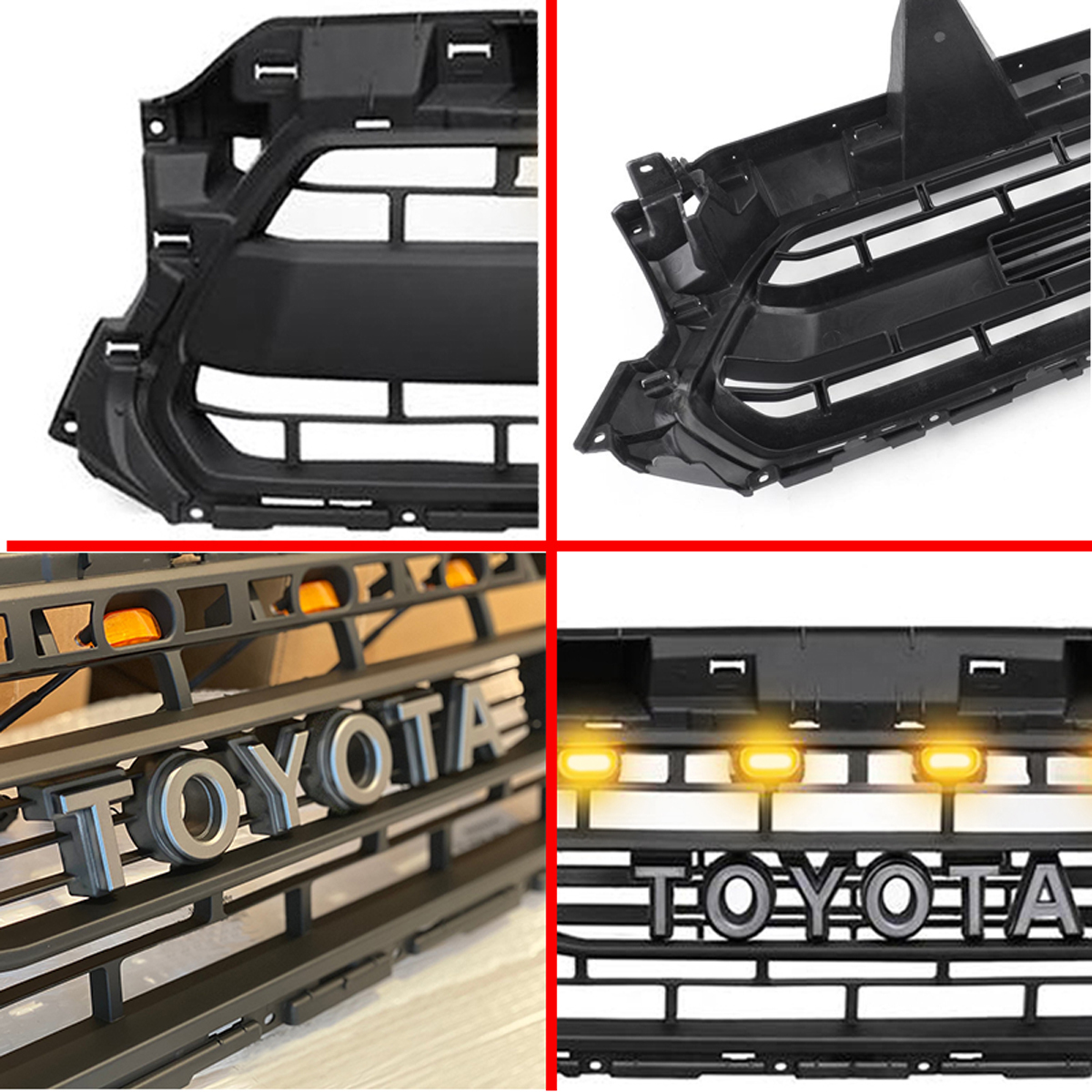Front Grille For Toyota Tacoma 2012-2015 Grill Mesh w/LED Lights w/Letter Matte Black