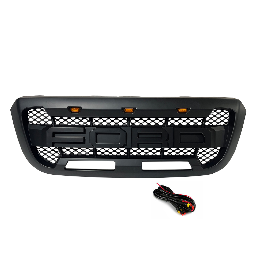 For 2004-2011 Ford Ranger Grill Raptor Style Front Grille W/ LED Light