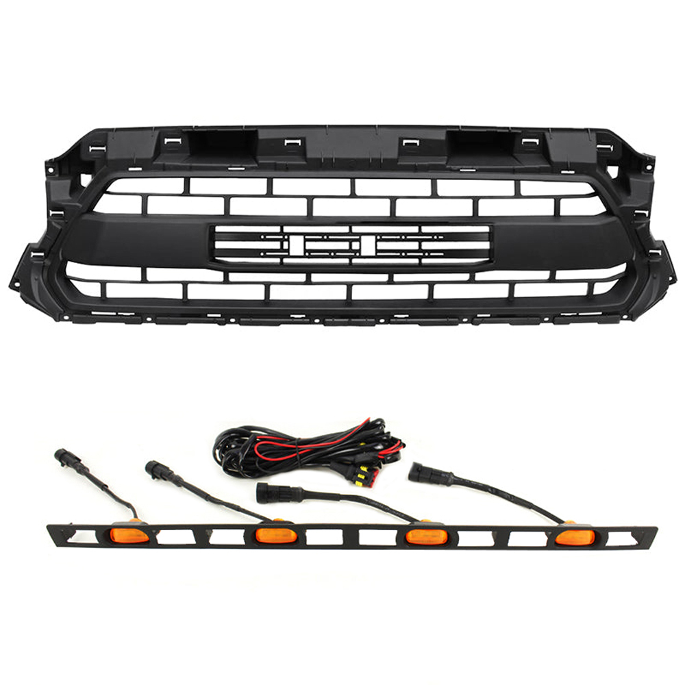 Front Grille For Toyota Tacoma 2012-2015 Grill Mesh w/LED Lights w/Letter Matte Black