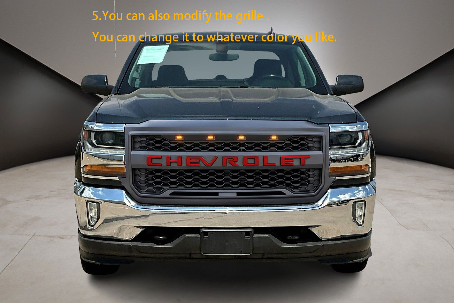 For 2016 2017 2018 Chevrolet Silverado 1500 Front Grille Matte Black Grill with LED Light 
