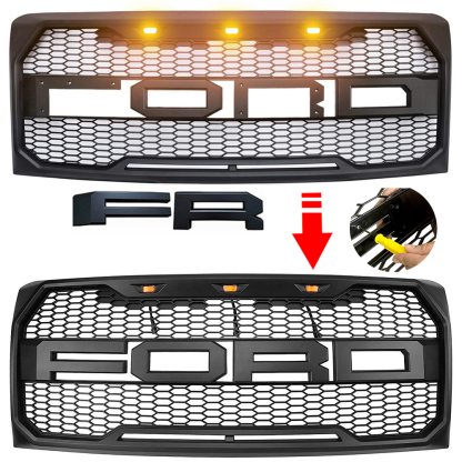 For 2009-2014 Ford F150 F-150 Front Bumper Grille Hood Grill Raptor Style Black