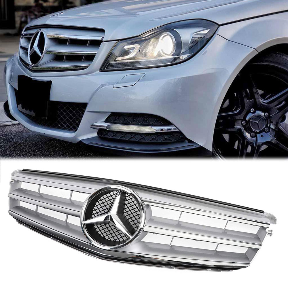 For Mercedes Benz C Class W204 C250 C300 C350 Front Chrome Grille 2008-2014