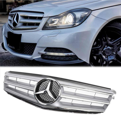 For Mercedes Benz C Class W204 C250 C300 C350 Front Chrome Grille 2008-2014