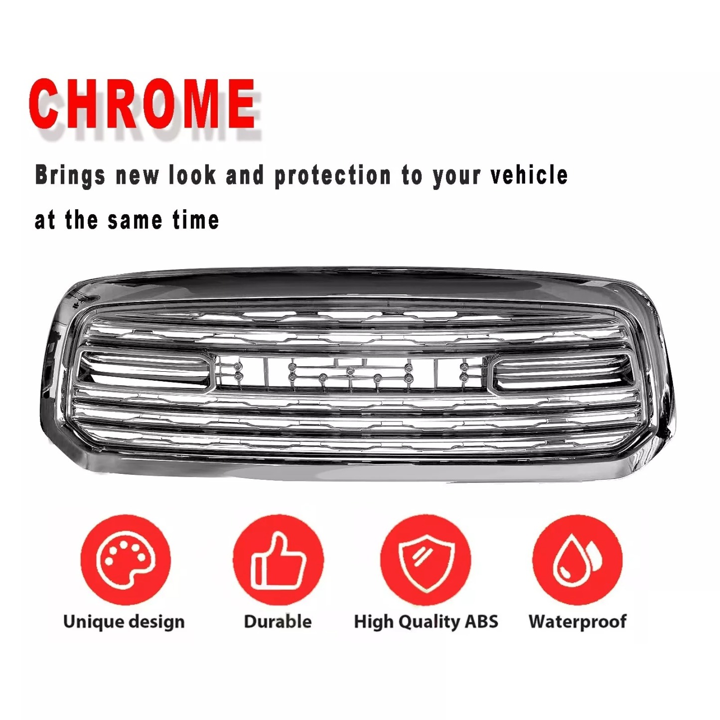 Grille For 2013-2018 Dodge Ram 1500 Grill Limited Style Grille with Letter Chrome