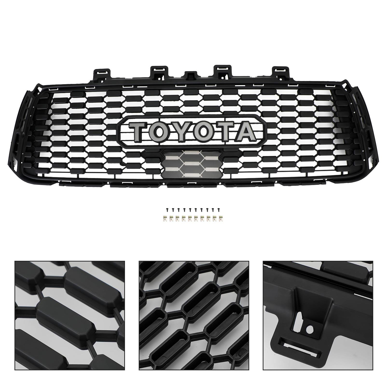 For 2010-2013 Toyota Tundra TRD PRO Front Bumper Grille Grill W/ Letters Matte Black