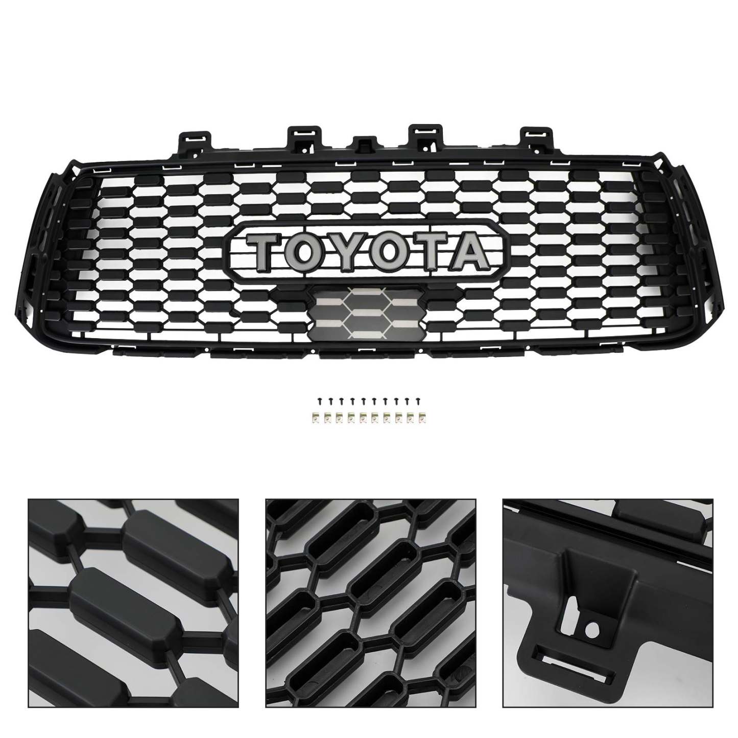 For 2010-2013 Toyota Tundra TRD PRO Front Bumper Grille Grill W/ Letters Matte Black