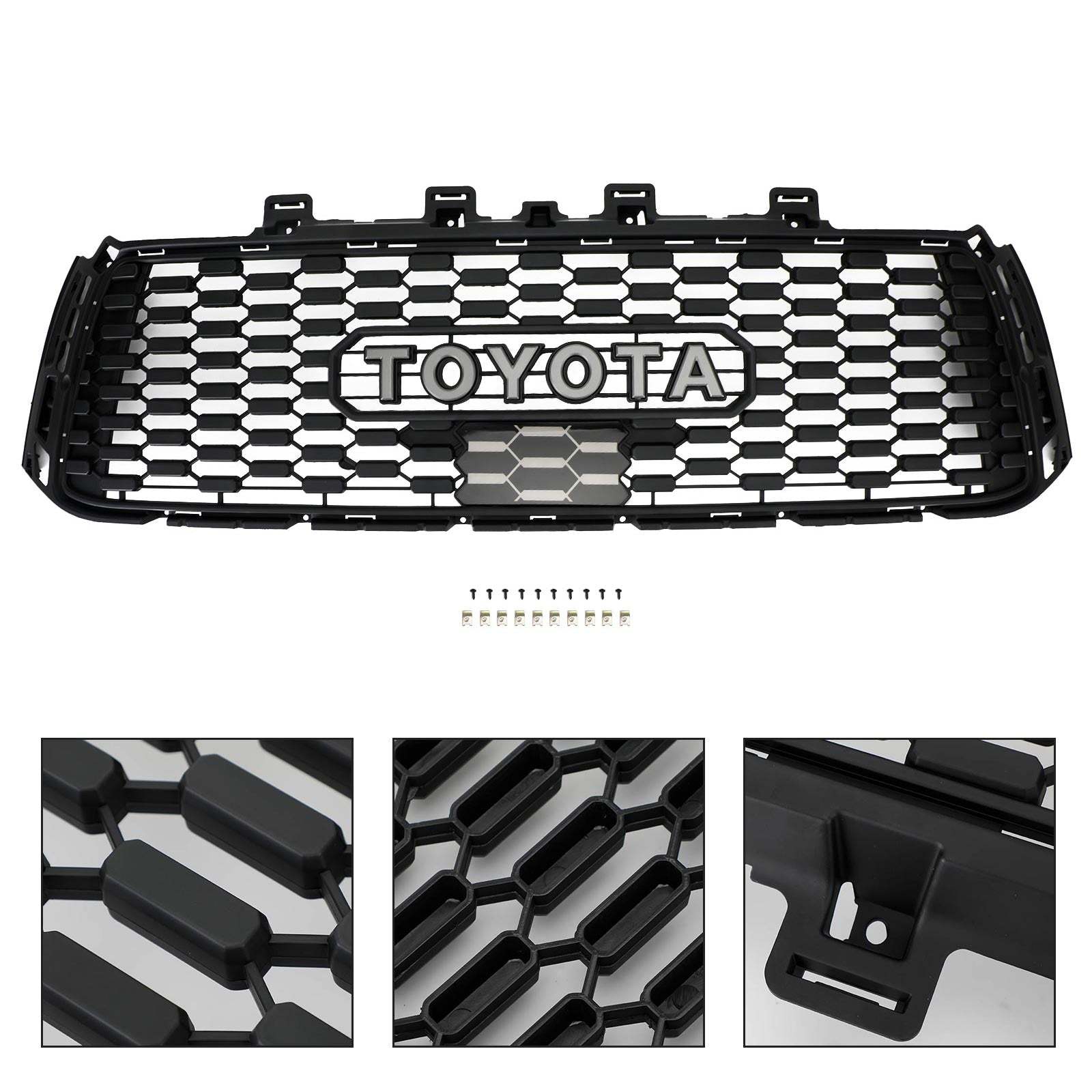 For 2010-2013 Toyota Tundra TRD PRO Front Bumper Grille Grill W/ Letters Matte Black