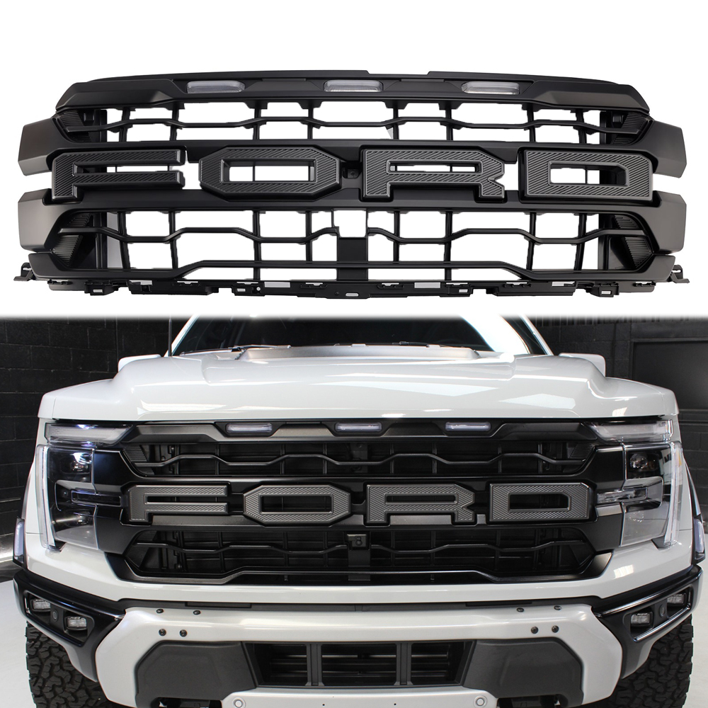 Grille For Ford F150 Raptor 2024-2025 Front Grill Mesh With Letter LED Light