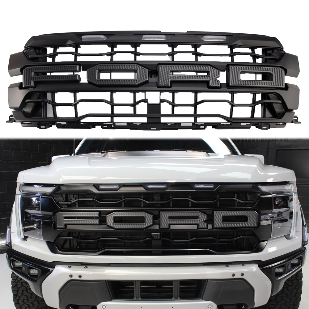 Grille For Ford F150 Raptor 2024-2025 Front Grill Mesh With Letter LED Light