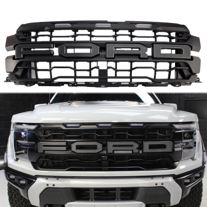 Grille For Ford F150 Raptor 2024-2025 Front Grill Mesh With Letter LED Light