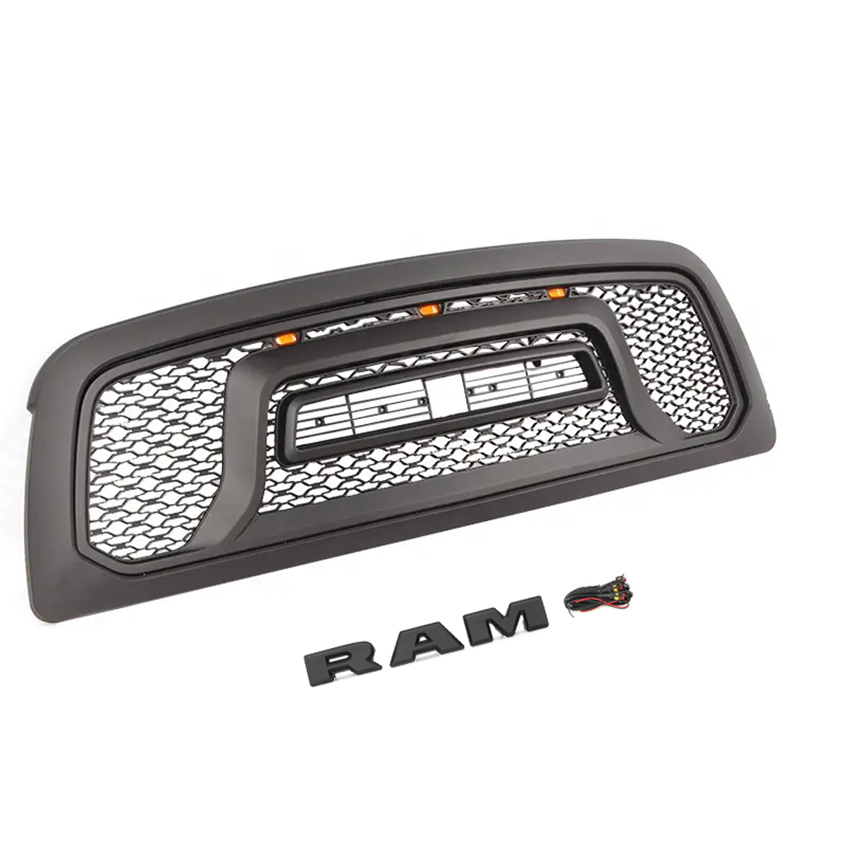 For 2009 2010 2011 2012 Dodge Ram 1500 Front Grille Rebel Style Grill with LED Light & Letter