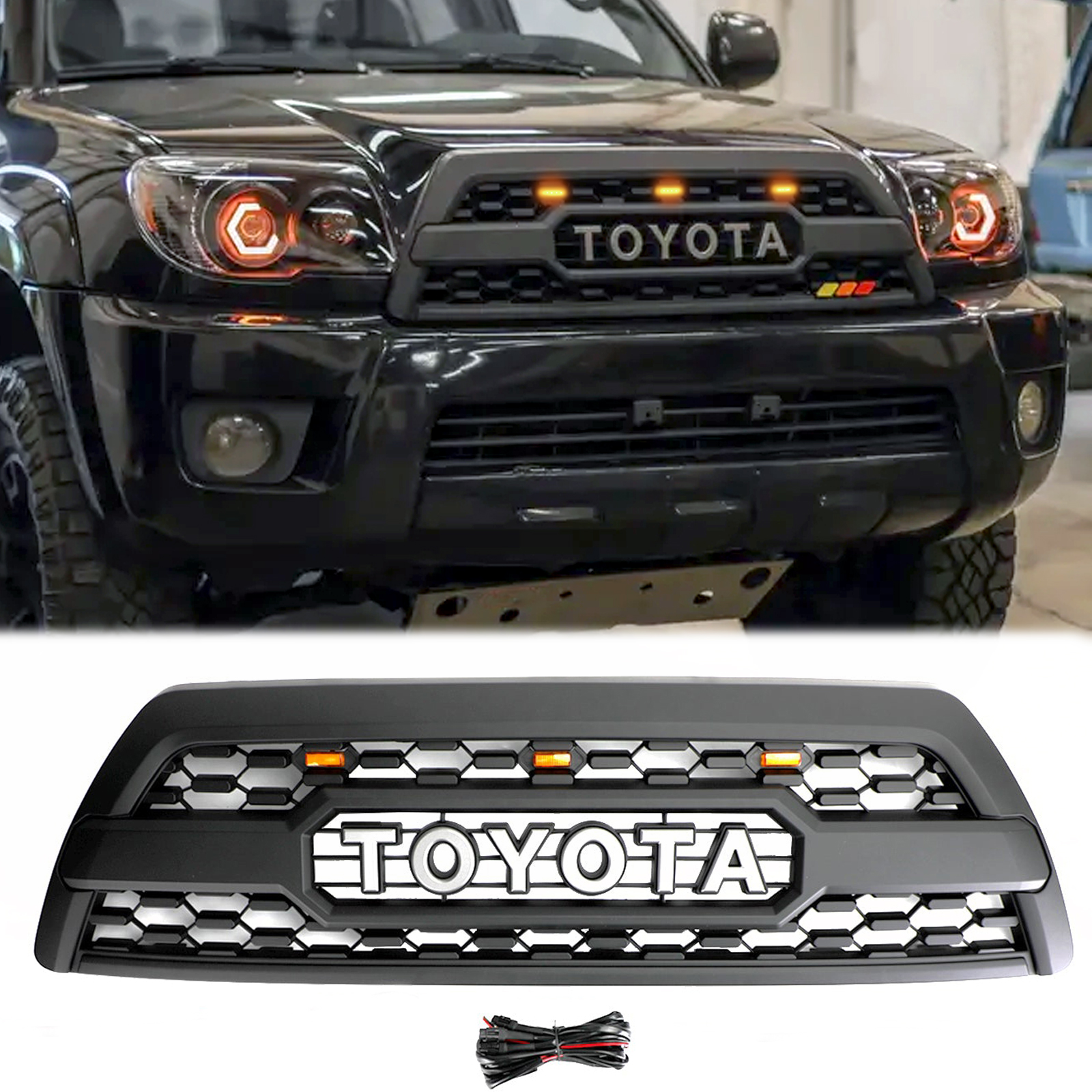 For 2006-2009 Toyota 4Runner TRD Style Grill Front Grille Matte Black W/ Letters