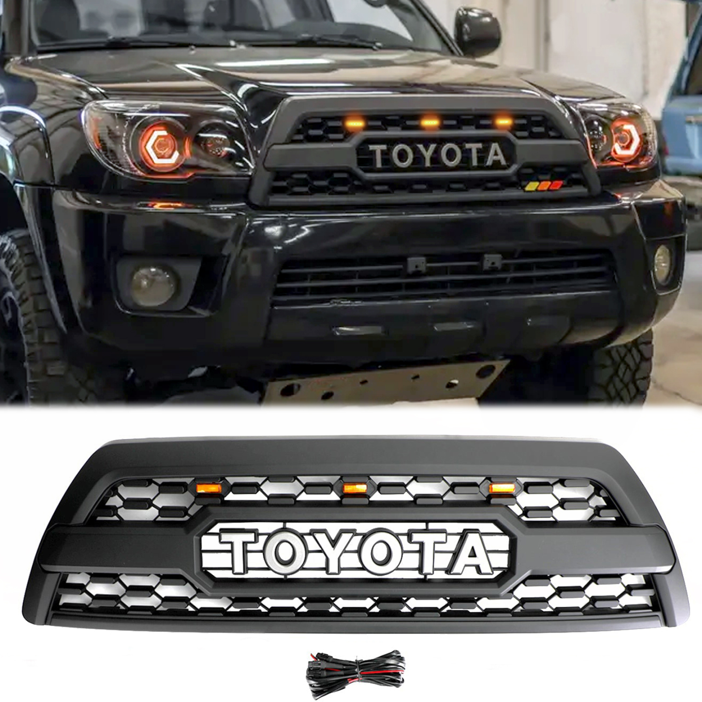 For 2006-2009 Toyota 4Runner TRD Style Grill Front Grille Matte Black W/ Letters