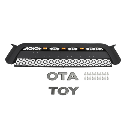 For 2010-2013 Toyota 4Runner TRD Pro Style Grille Matte Black Front Grill W/ Letters & LED Lights  