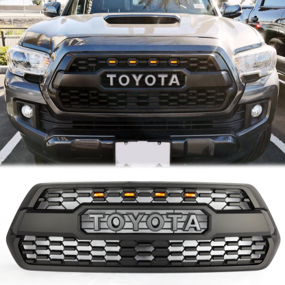 For 2016-2022 Tacoma TRD Pro Front Grille Bumper Hood Matte Black Grill W/Letter