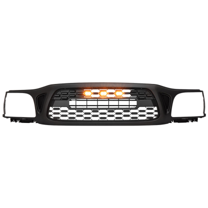 Front Grille For Tacoma 2001-2004 Grill Bumper Mesh w/LED Lights w/Letter Matte Black