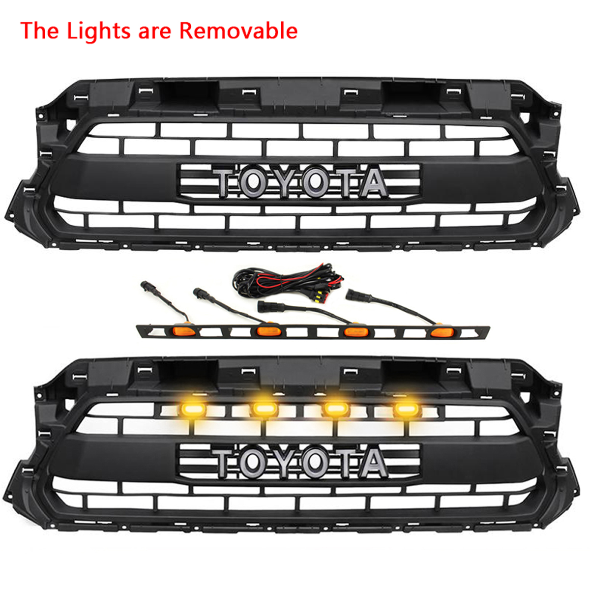 Front Grille For Toyota Tacoma 2012-2015 Grill Mesh w/LED Lights w/Letter Matte Black