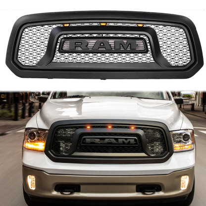 For 2013-2018 Dodge RAM 1500 Grill Rebel Style Front Grille w/ Letter & LED Lights