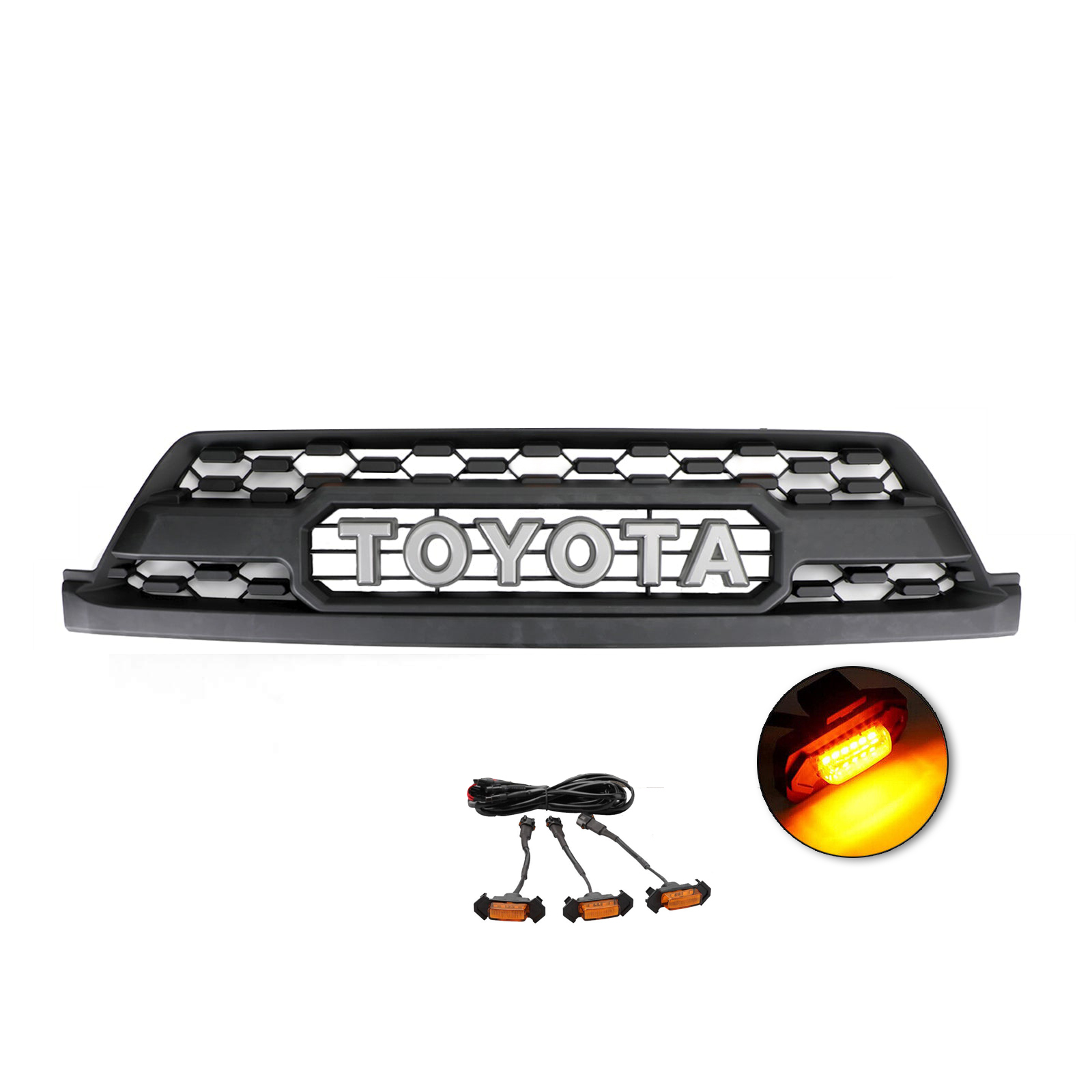 Matte Black Front Grille For Toyota 4Runner 2003-2005 Grill with Light & Letter