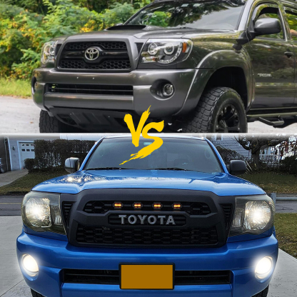 Front Grill For Toyota Tacoma 2005-2011 Bumper Hood Mesh Grille Matte Black W/Letters