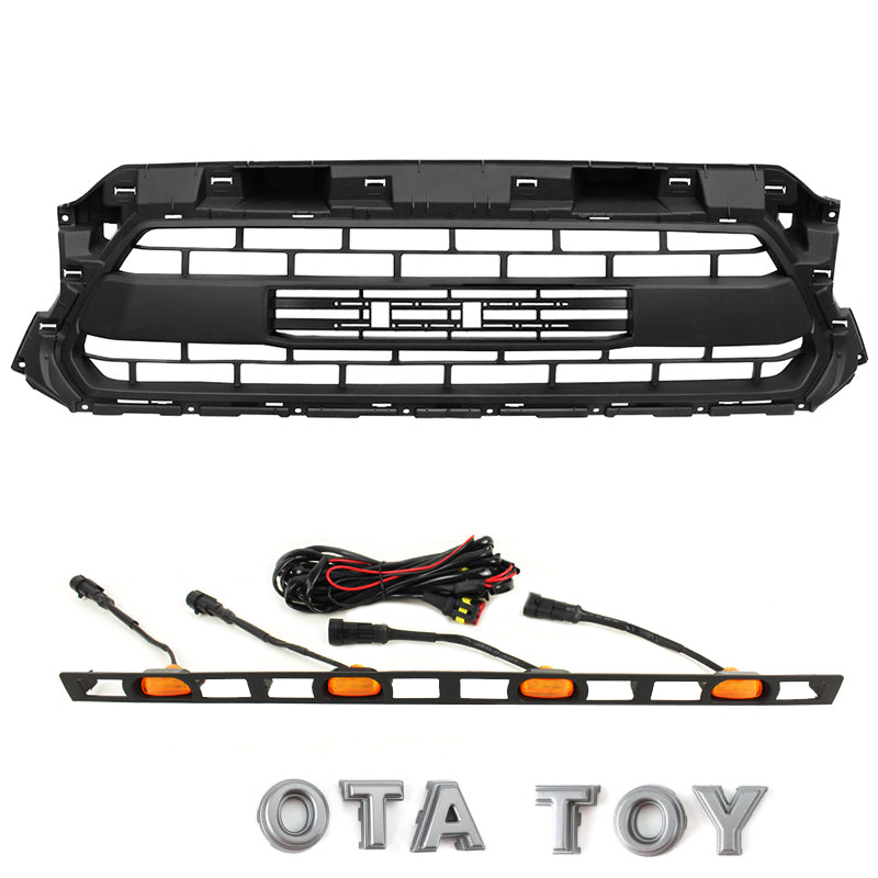 Front Grille For Toyota Tacoma 2012-2015 Grill Mesh w/LED Lights w/Letter Matte Black
