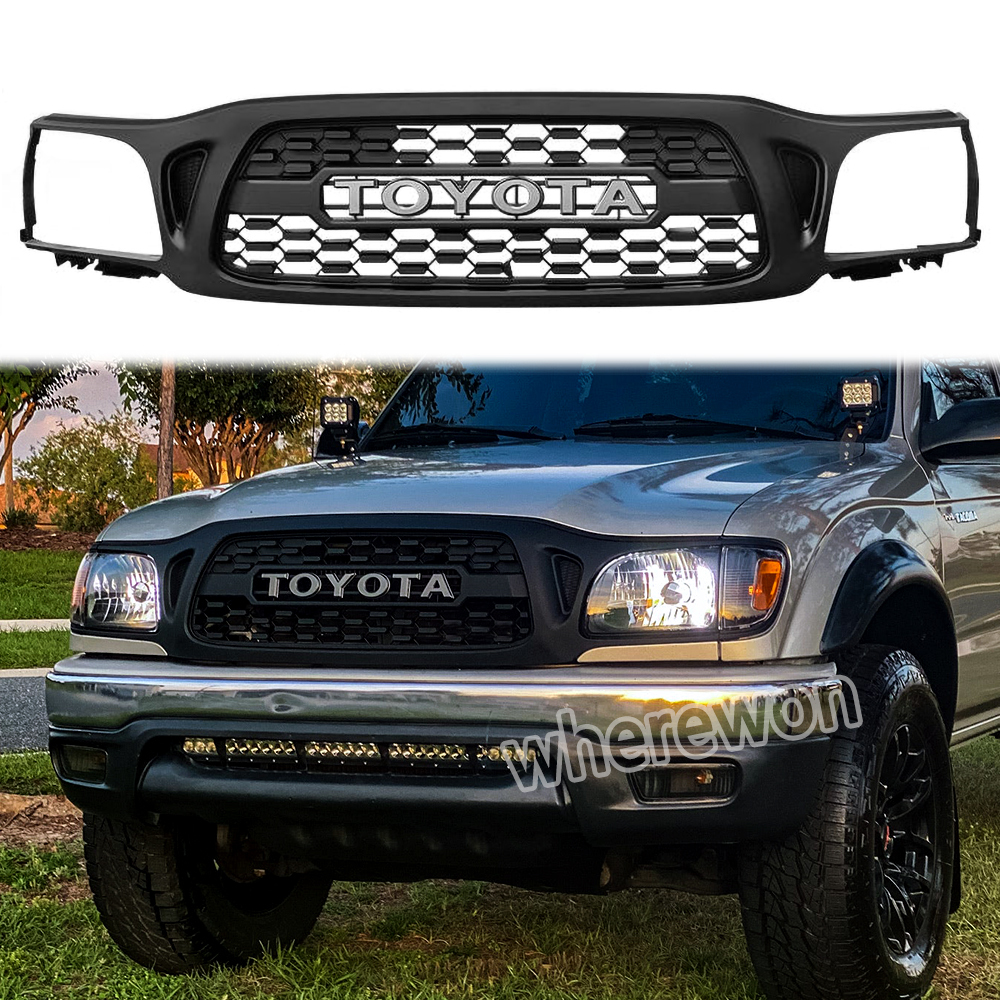 Front Grille For Tacoma 2001-2004 Grill Bumper Mesh w/Letter Matte Black