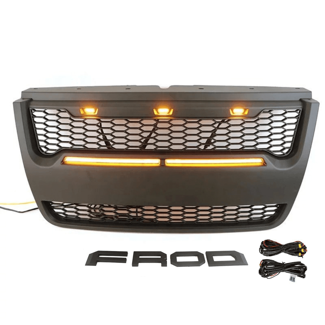 Front Grille For FORD EXPLORER 2006-2010 w/ Light Bar w/Letters Matte Black