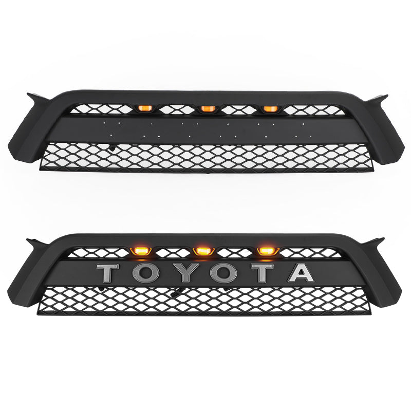 For 2010-2013 Toyota 4Runner TRD Pro Style Grille Matte Black Front Grill W/ Letters & LED Lights  