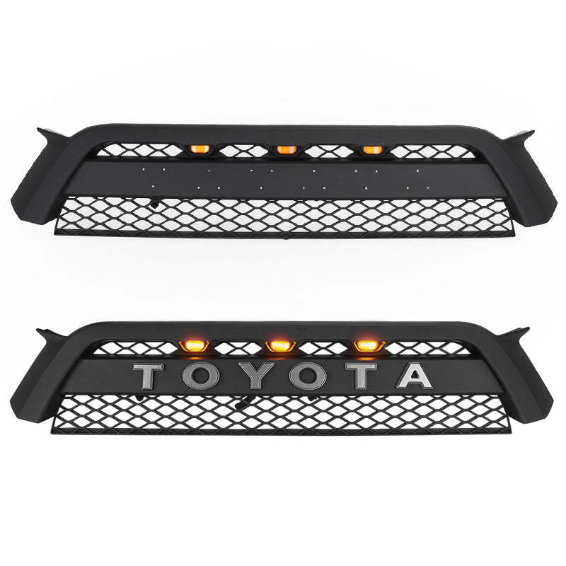 For 2010-2013 Toyota 4Runner TRD Pro Style Grille Matte Black Front Grill W/ Letters & LED Lights  