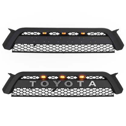 For 2010-2013 Toyota 4Runner TRD Pro Style Grille Matte Black Front Grill W/ Letters & LED Lights  
