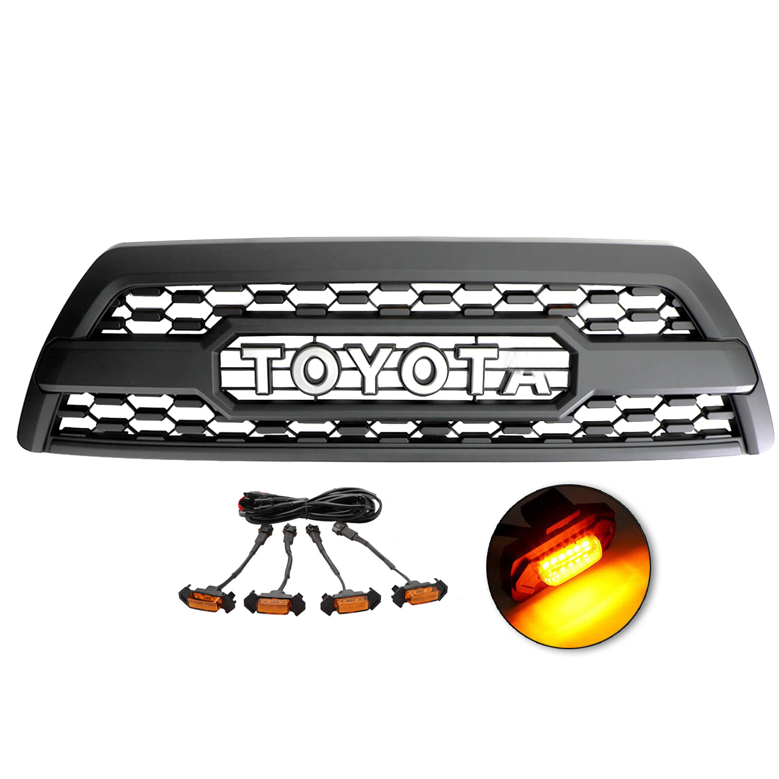 Grille For Tacoma Grill1997-2000 forGrille Bumper w/3LED+Letter Matte 